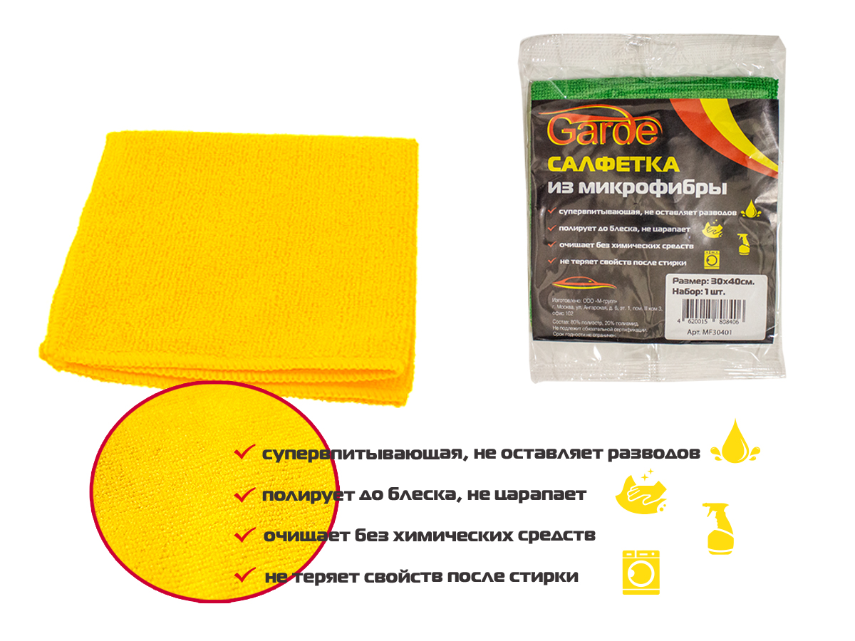 GARDE Салфетка микрофибра 30х40см