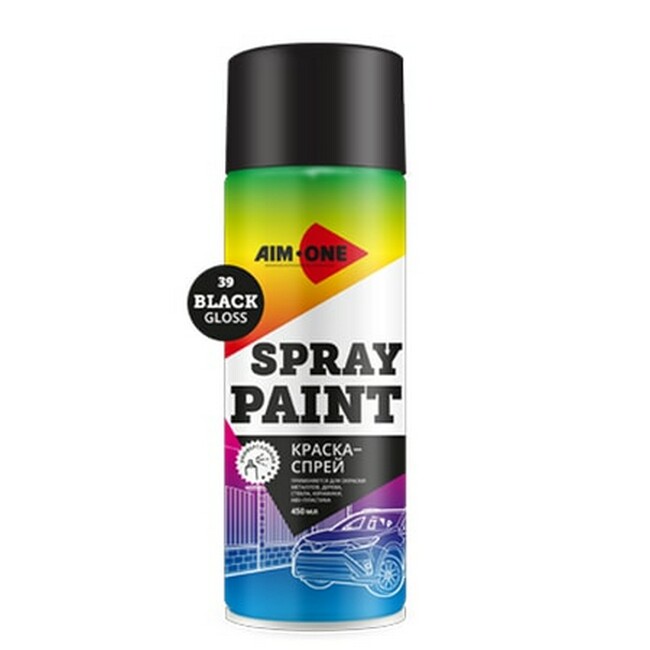 AIM-ONE SPRAY PAINT BLACK GLOSS Краска-спрей