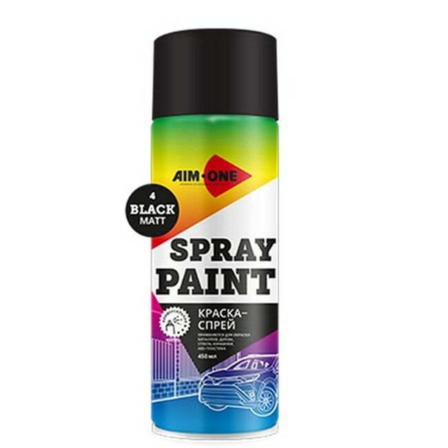 AIM-ONE SPRAY PAINT BLACK MATT Краска-спрей