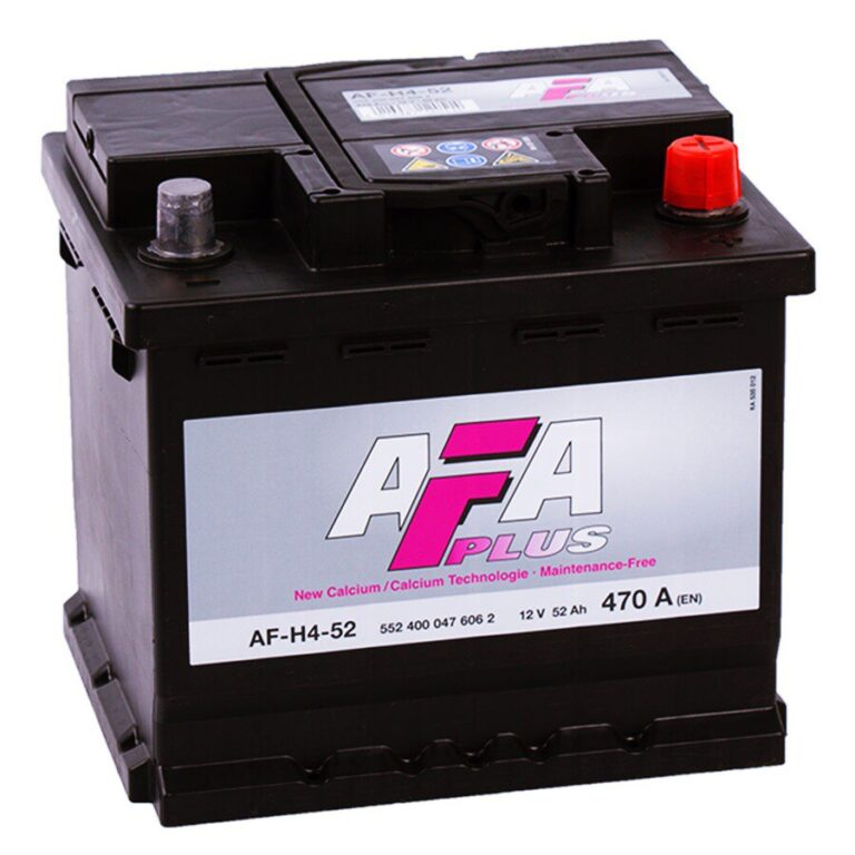 Аккумулятор AFA PLUS 52 А/ч обратная полярность, артикул AF-H4-52, R+ 207x175x190 EN470 А